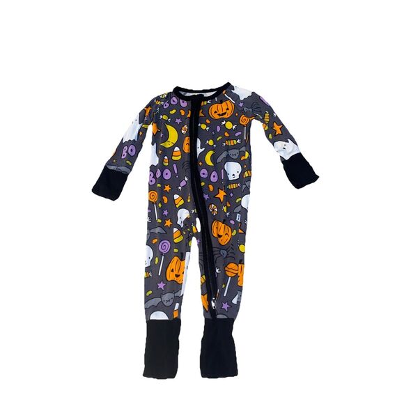 Little Sleepies  Hey Boo Bamboo Zippy 0-3 Months Halloween Print - Picture 1 of 5